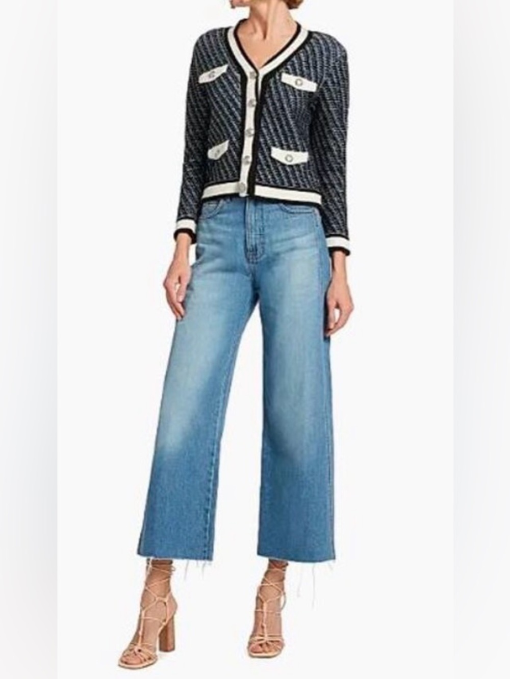 NWT [Veronica Beard] Taylor Cropped High-Rise Wide-Leg Denim Jeans Women’s 30 - Picture 2 of 13